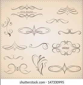 Vector set: calligraphic decorative design elements and page decor. 