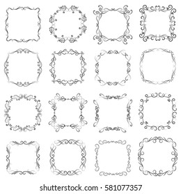 vector set of calligraphic decorative vintage frame