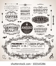 vector set: calligraphic design elements and page decoration, Premium Quality, Genuine and Satisfaction Guarantee Label collection | EPS10 vector