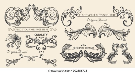 vector set: calligraphic design elements and page decoration, floral elements, vector