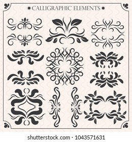Vector set of calligraphic design elements and page decorations