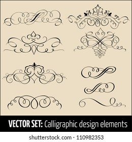 Vector set of calligraphic design elements and page decoration