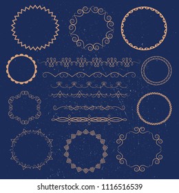 vector set of calligraphic design elements on grunge background. page decoration