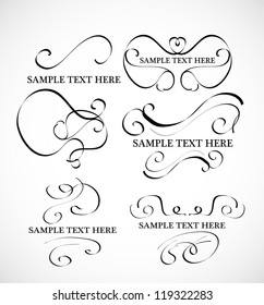 Vector set of calligraphic design elements