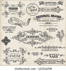 Vector Set: Calligraphic Design Elements and Page Decoration, Vintage Frame collection