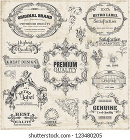 Vector Set: Calligraphic Design Elements and Page Decoration, Vintage Frame collection