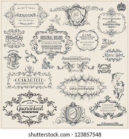 Vector Set: Calligraphic Design Elements and Page Decoration, Vintage Frame collection