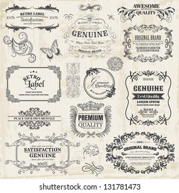 Conjunto Vector: Elementos de Design Caligráfico e Decoração de Páginas, Coleção de Molduras Vintage com Flores