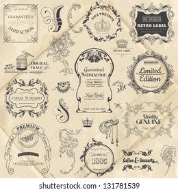 Vector Set: Calligraphic Design Elements and Page Decoration, Vintage Frame collection with Flowers