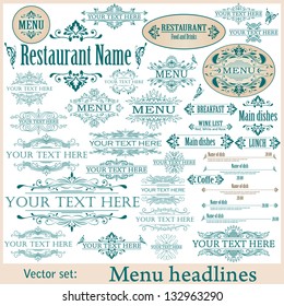 Vector set: calligraphic design elements for menu or its.
