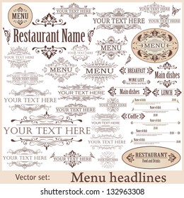 Vector set: calligraphic design elements for menu or its.