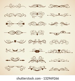 Vector set of calligraphic design elements, page decor