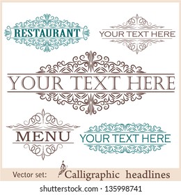 Vector set: calligraphic design elements for menu or its.