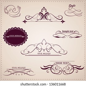 Vector set: calligraphic design elements and page decoration.