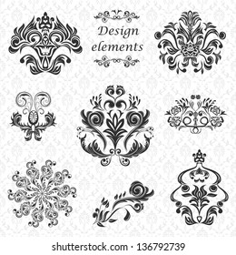 vector set of calligraphic design elements