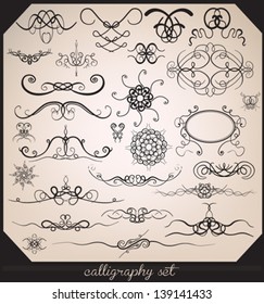 vector set: calligraphic design elements and page decoration/T-shirt graphics/Book illustrations/textile graphic/fashion graphic/ lots of useful elements to embellish your layout