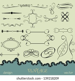Vector set calligraphic design elements