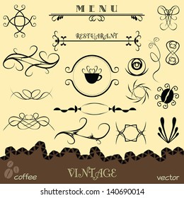 Vector set calligraphic design elements