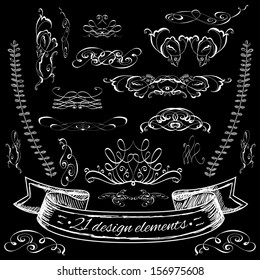 Vector set of calligraphic design elements.