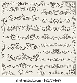 Vector set of calligraphic design elements and