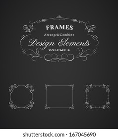 vector set: calligraphic design elements and page decoration, vintage frames and flourishes