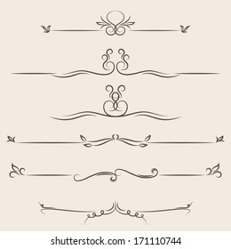 Vector set: calligraphic design elements and page decoration