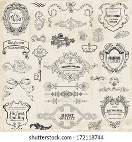 Vector Set: Calligraphic Design Elements and Page Decoration, Vintage Frame collection