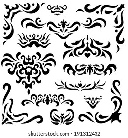 Vector set of calligraphic design elements and page decor