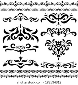 Vector set of calligraphic design elements and page decor