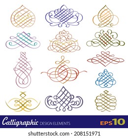 Vector set of calligraphic design elements