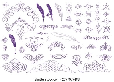 Vector set of calligraphic design elements and page decor