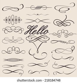 vector set of calligraphic design elements
