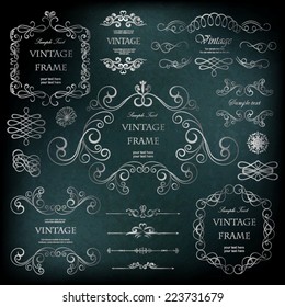 vector set: calligraphic design elements and floral frames.