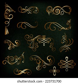 vector set of calligraphic design elements