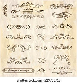 vector set of calligraphic design elements