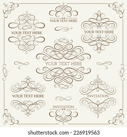 Vector set: calligraphic design elements