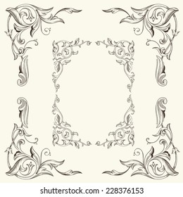 Vector set of calligraphic design elements: page decoration, Premium Quality.