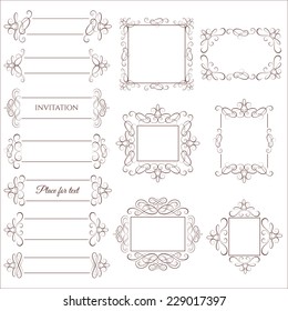 Vector set - calligraphic design elements. Vintage frames