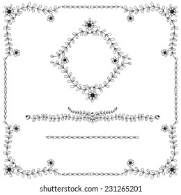 Vector set: calligraphic design elements and page decoration. Page decor elements for calligraphy design