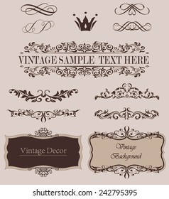 Vector Set of Calligraphic Design Elements and Page Decoration Dividers.