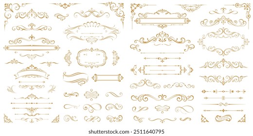 Vector set of calligraphic design elements. It can be used for decorating of wedding invitations