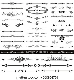 Vector set of calligraphic design elements and page decor