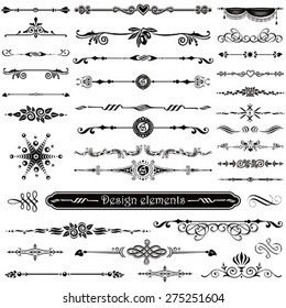 Vector set of calligraphic design elements and page decor