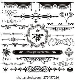 Vector set of calligraphic design elements and page decor