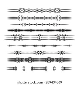 Vector set of calligraphic design elements and page decoration.
