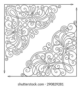 Vector Set of Calligraphic Design Elements and Page Decorations. Collection of Design Elements in Linear Style