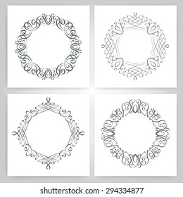 Vector Set  Calligraphic Design Elements And  Vintage Round Frame