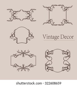 vector set: calligraphic design elements and page decoration, Premium Quality and Satisfaction Guarantee Label collection with vintage engraving flowers.