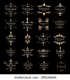Vector set of calligraphic design elements: page decoration, Premium Quality and Satisfaction Guarantee Label, antique and baroque frames | Chalkboard background. Black illustration variant.