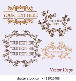 Vector set calligraphic design elements template. Vector illustration Framework with an ornament